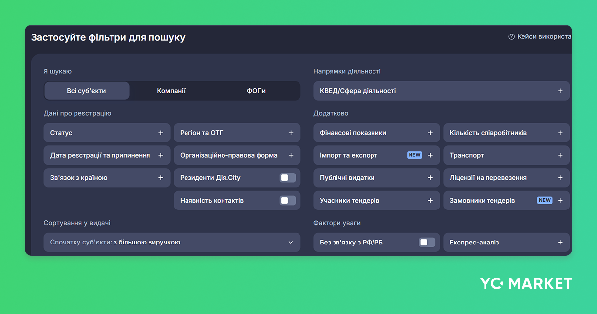 Фільтр Замовники тендерів